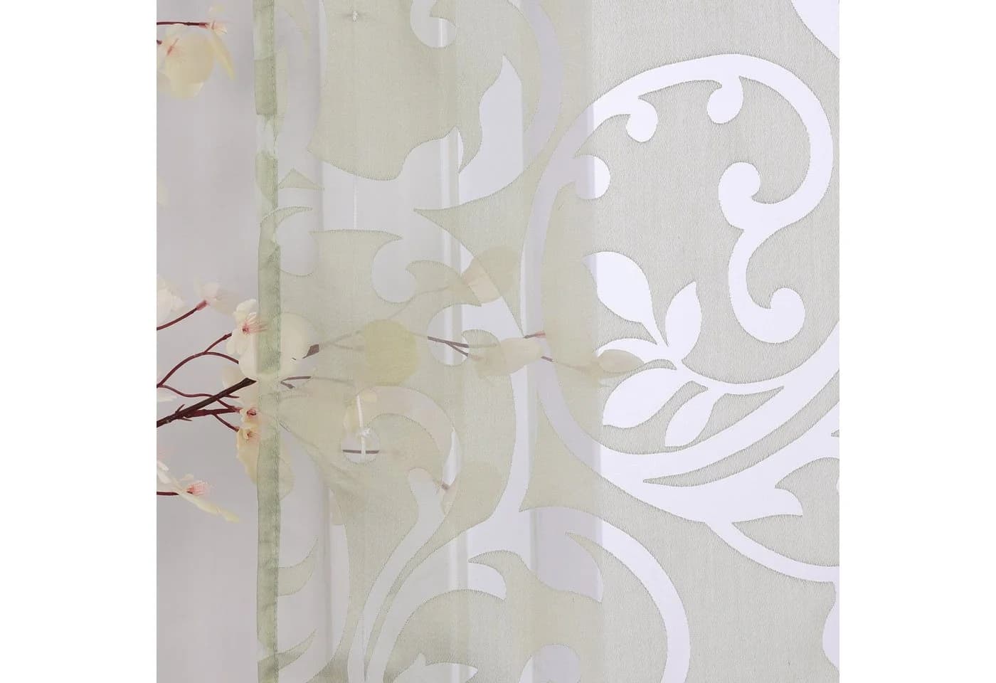 Delien Raffrollo Jessica mit Schlaufen, Voile Uni mit Floral Ausbrenner - Bild 4