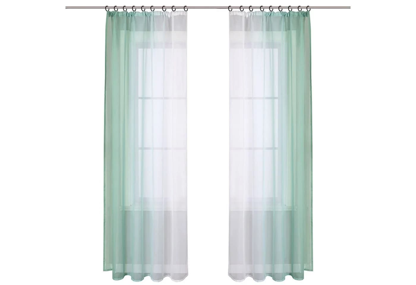 Joyswahl Gardine Minimalismus 2 St. Kräuselband Transparent Grün Grau Polyester - Bild 2