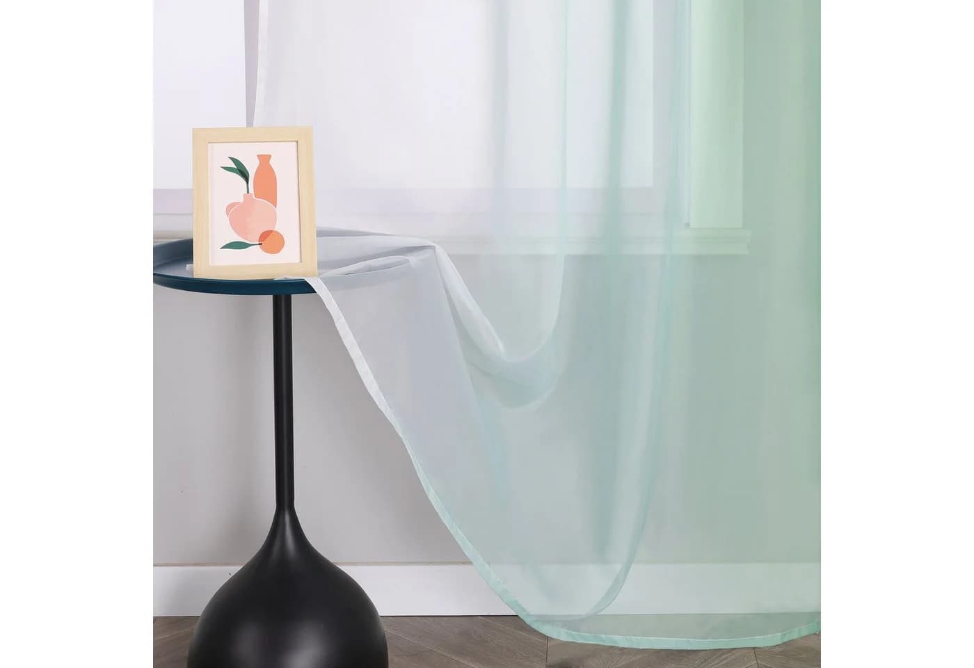 Joyswahl Gardine Minimalismus 2 St. Kräuselband Transparent Grün Grau Polyester - Bild 3