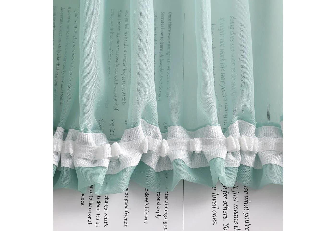 Joyswahl Gardine Minimalismus 2 St. Kräuselband Transparent Grün Grau Polyester - Bild 4