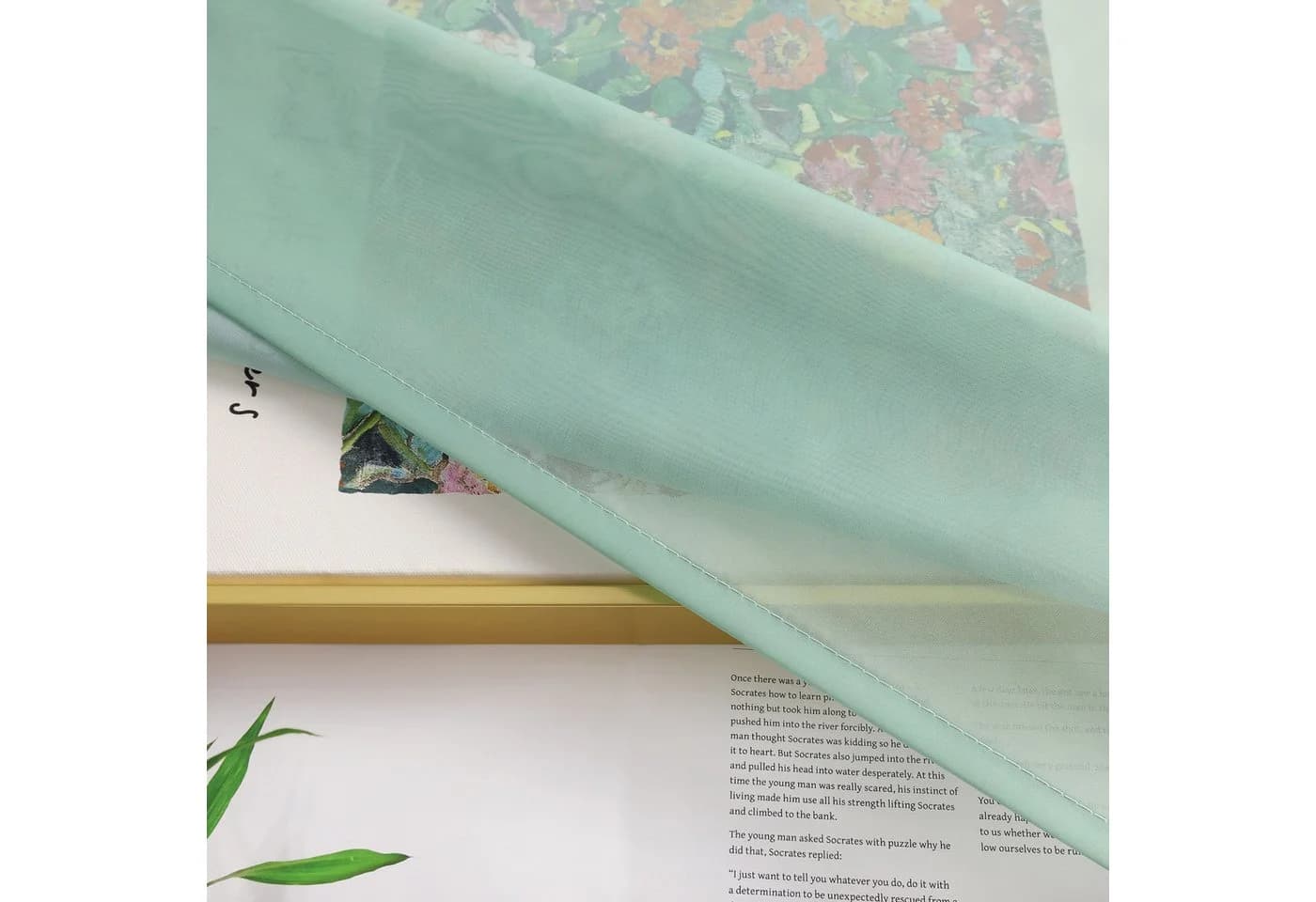 Joyswahl Gardine Minimalismus 2 St. Kräuselband Transparent Grün Grau Polyester - Bild 5