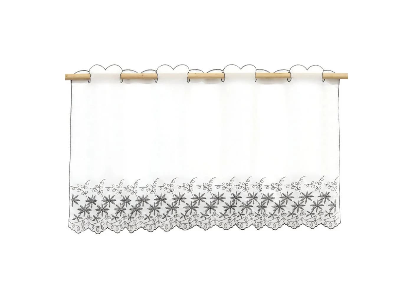 Delien Scheibengardine Jasmin Grau Transparent Kurzstore Sticke Voile - Bild 2