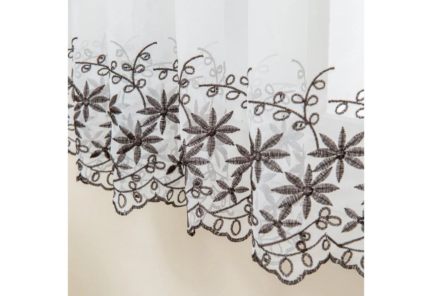 Delien Scheibengardine Jasmin Grau Transparent Kurzstore Sticke Voile - Bild 3