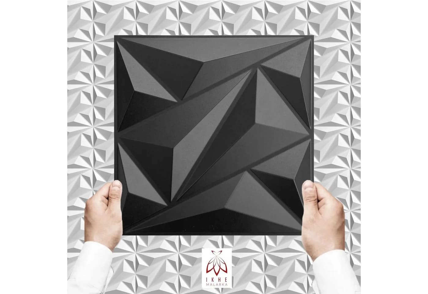 IKHEMalarka 3D Wandpaneel PVC Kunststoffpaneele 30x30 cm Schwarz - Bild 2