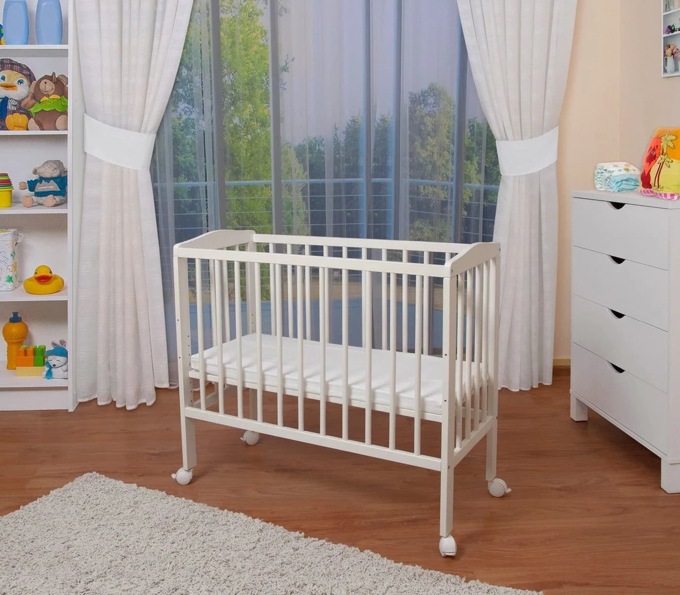 Waldin Beistellbett Buche massiv verstellbar mit Matratze - Bild 3