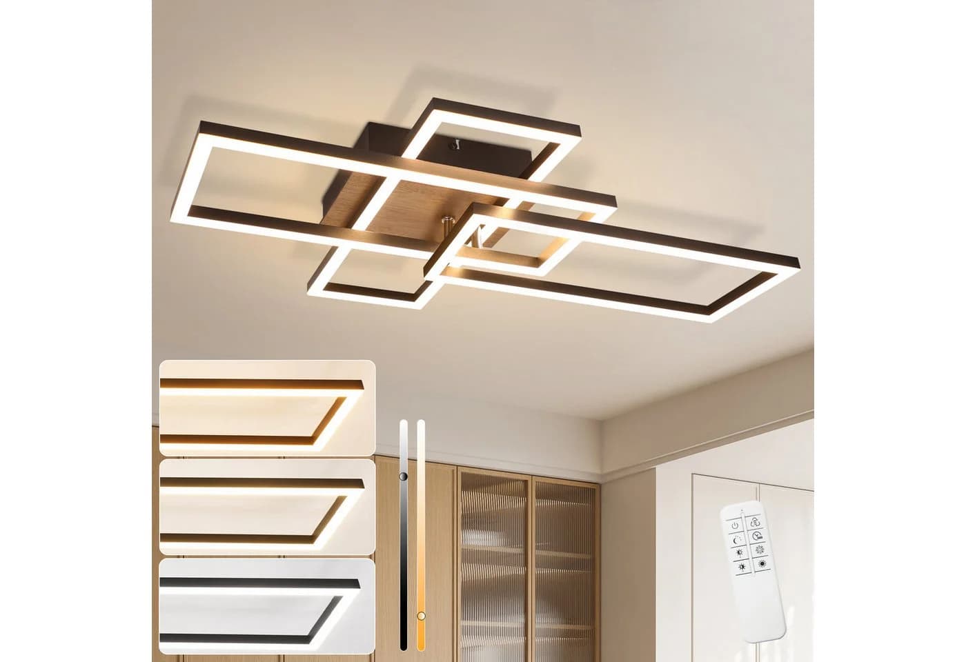 ZMH LED Deckenleuchte Schwarz Modern Dimmbar Augenschutz - Bild 2