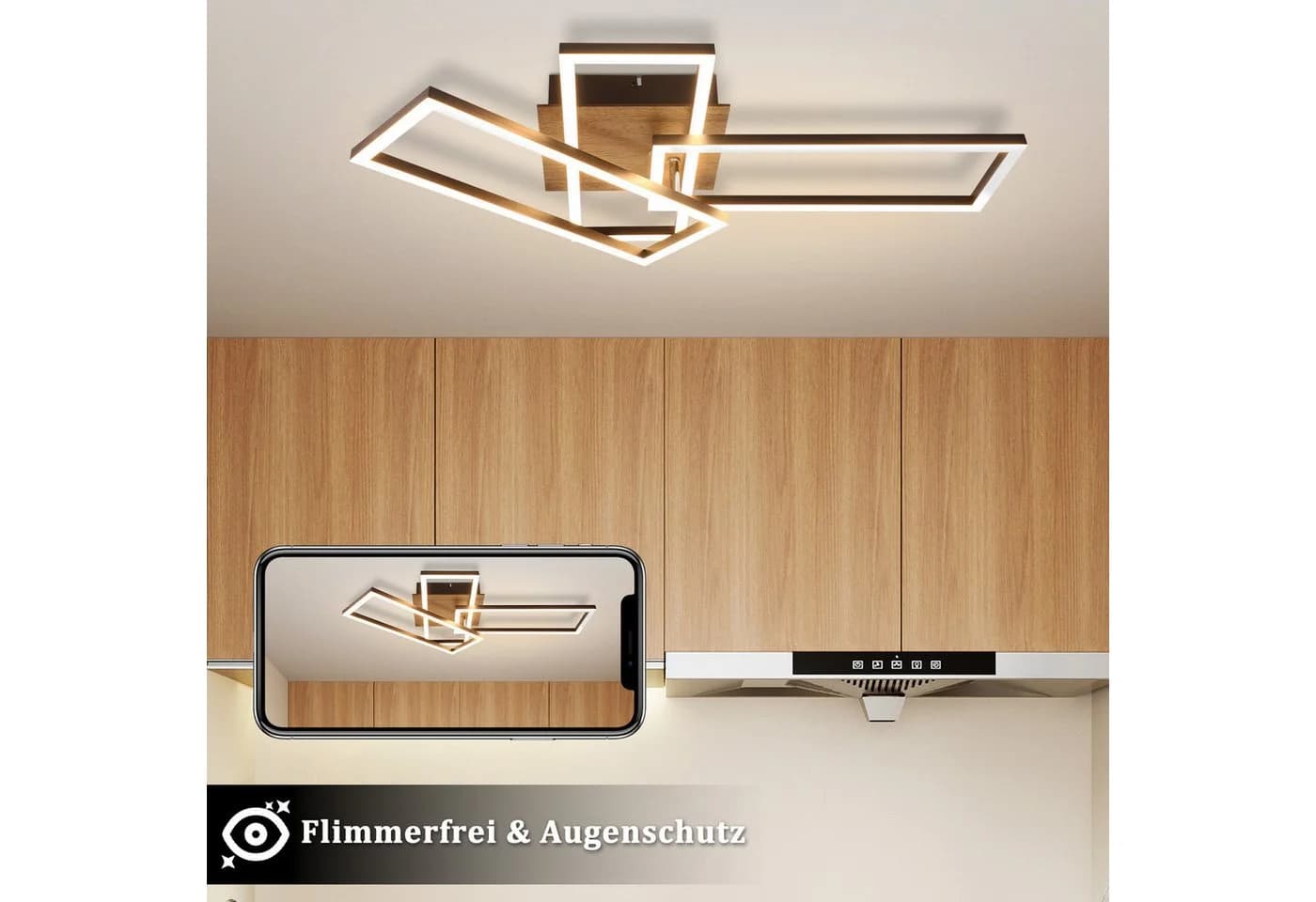 ZMH LED Deckenleuchte Schwarz Modern Dimmbar Augenschutz - Bild 4