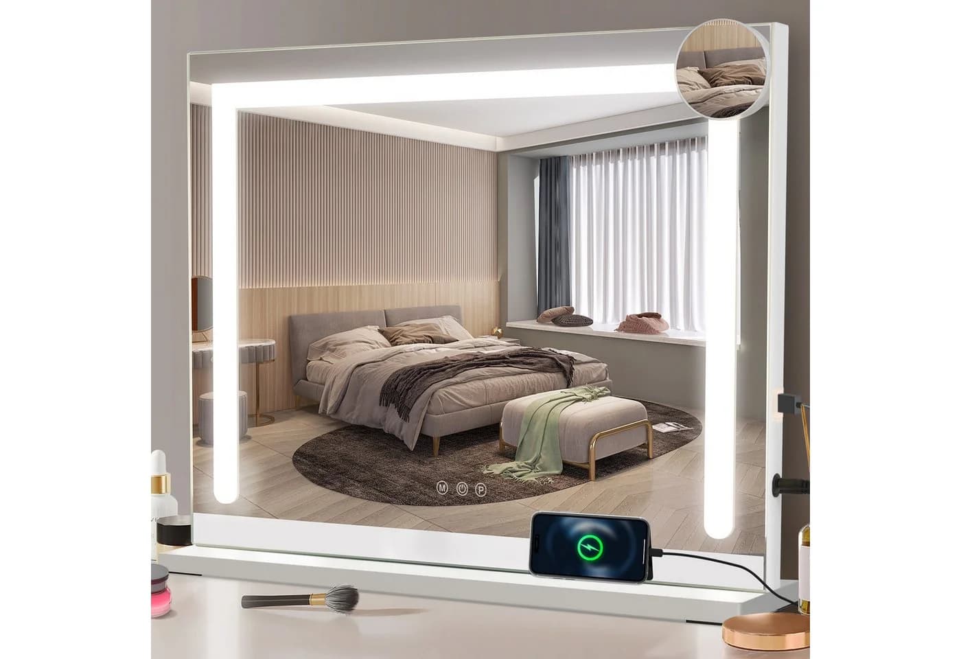 Nettlife Schminkspiegel mit Licht Weiß 3 Farben USB Touch Hollywood - Bild 2