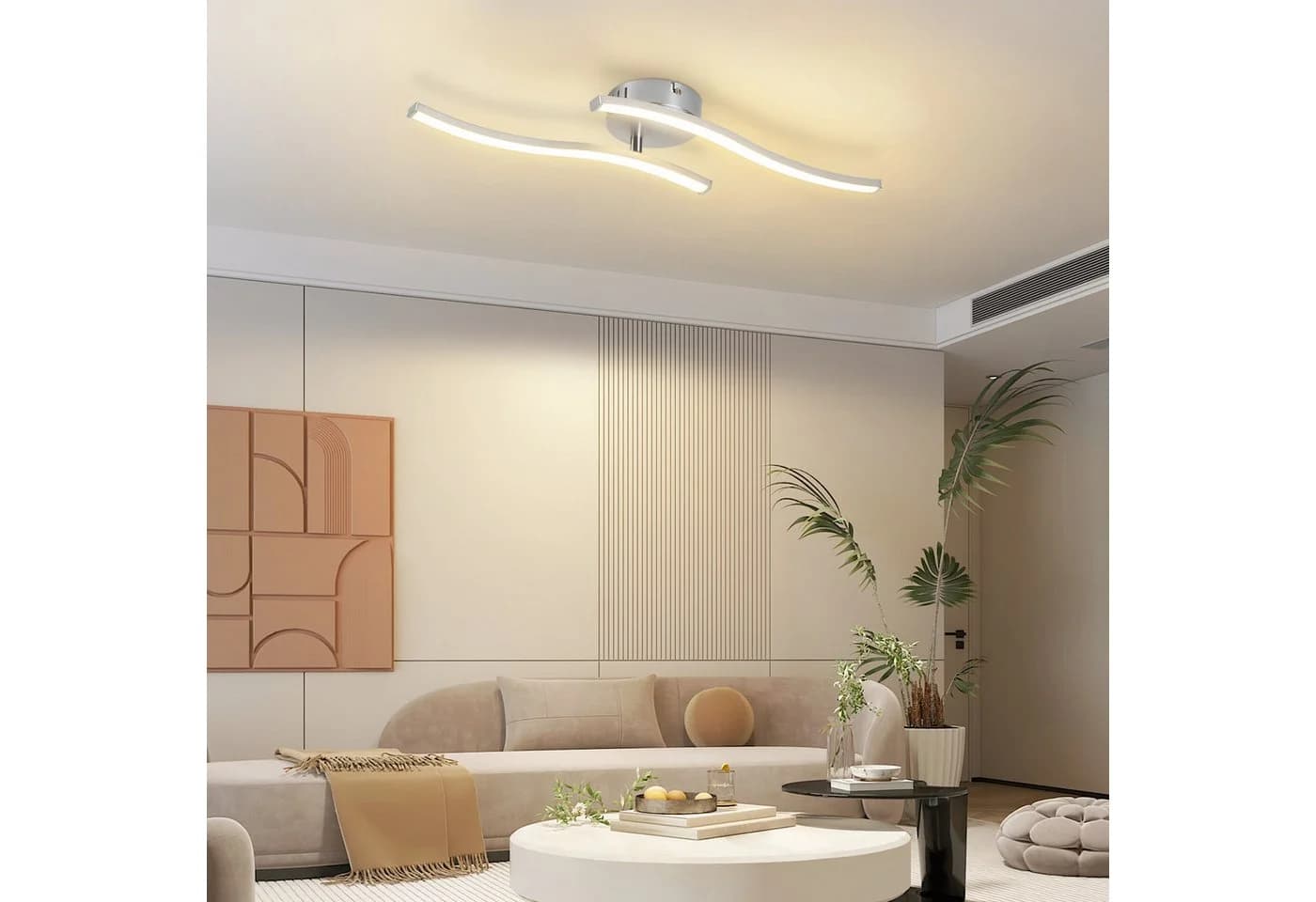 Nettlife Deckenleuchte Wellen Design Schwarz 3000K 12W