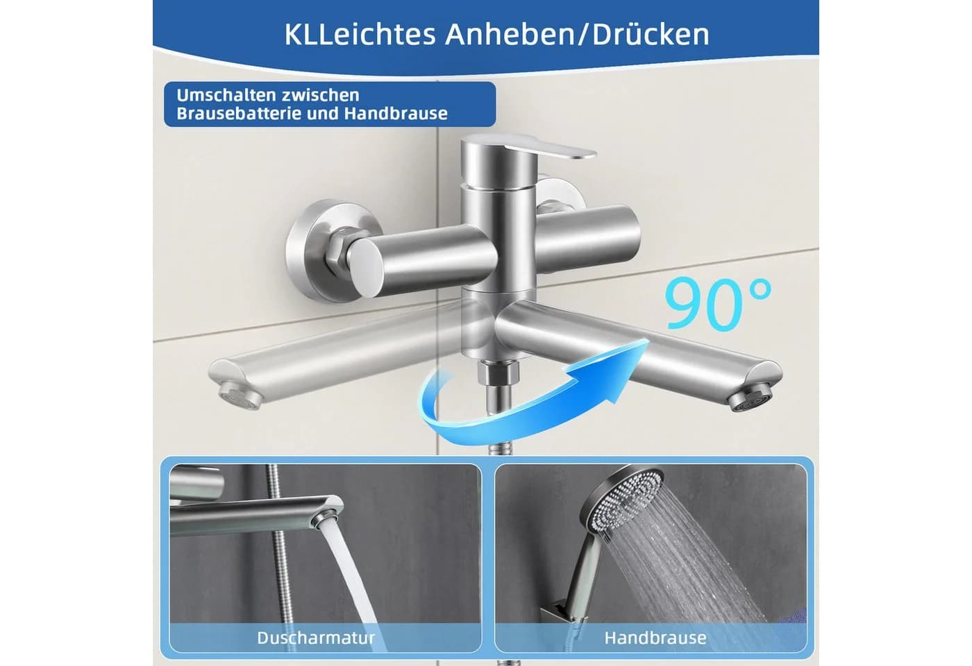 Nettlife Brausegarnitur Badewannenarmatur Schwarz/Nickel Klassisch - Bild 1
