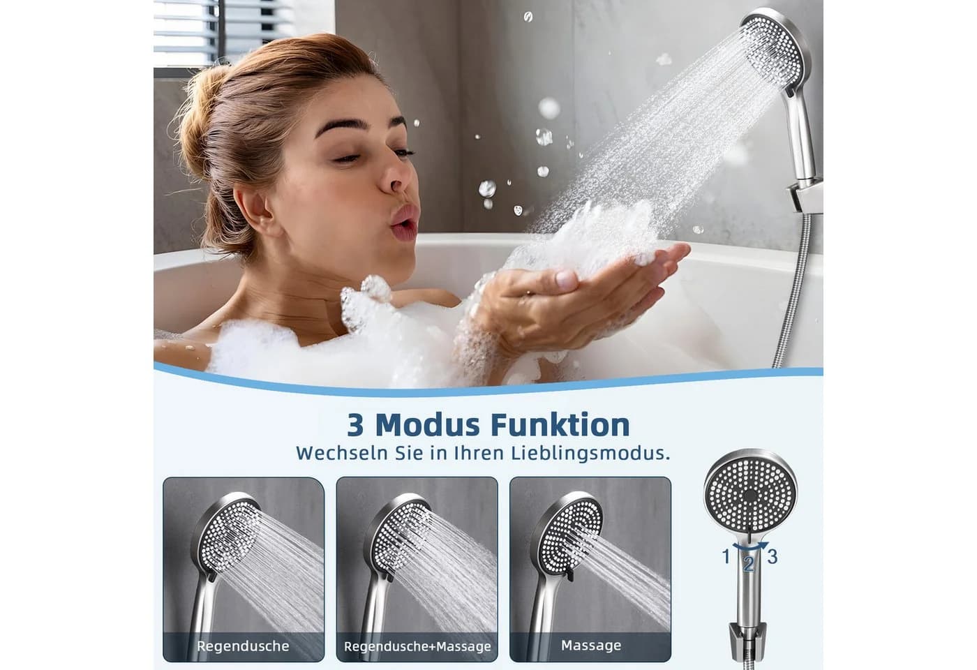 Nettlife Brausegarnitur Badewannenarmatur Schwarz/Nickel Klassisch - Bild 3