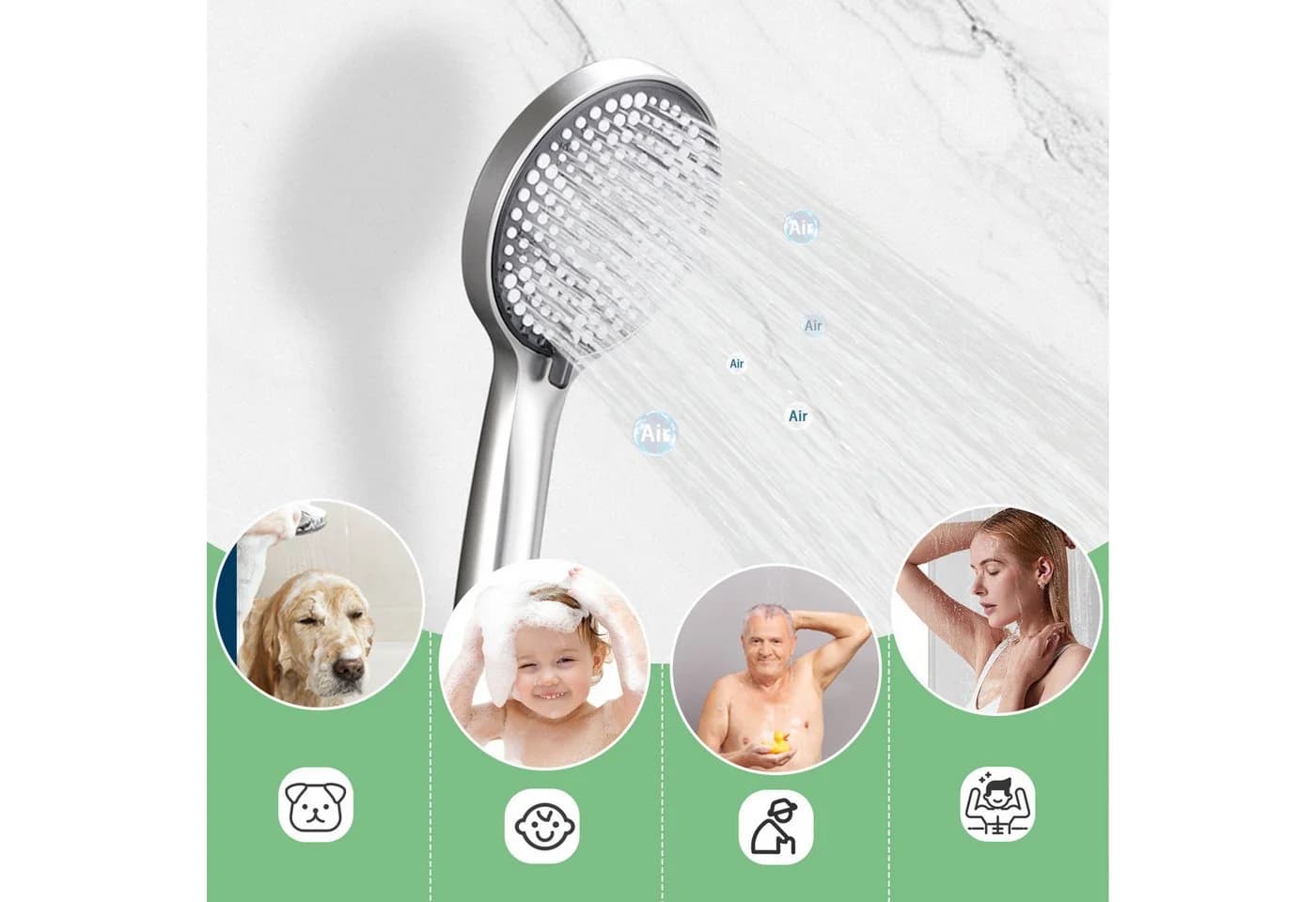 Nettlife Brausegarnitur Badewannenarmatur Schwarz/Nickel