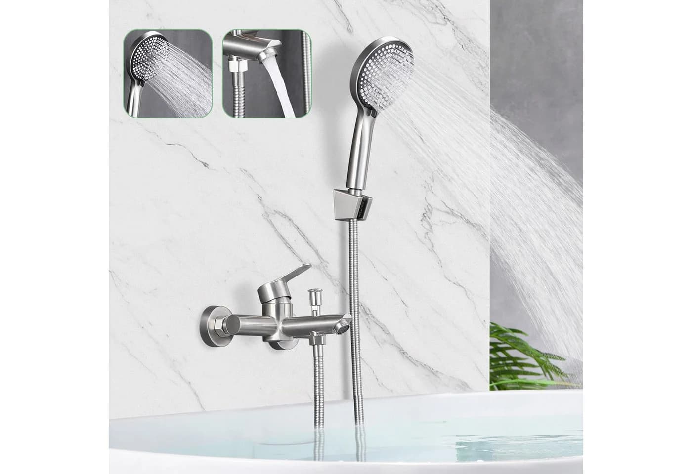 Nettlife Brausegarnitur Badewannenarmatur Schwarz/Nickel - Bild 2
