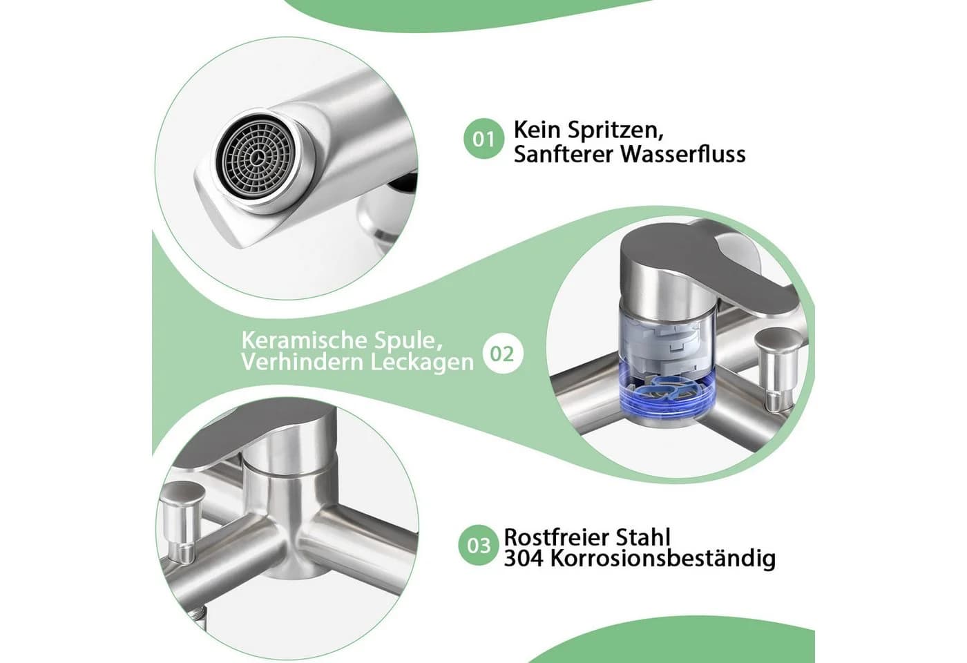 Nettlife Brausegarnitur Badewannenarmatur Schwarz/Nickel - Bild 3