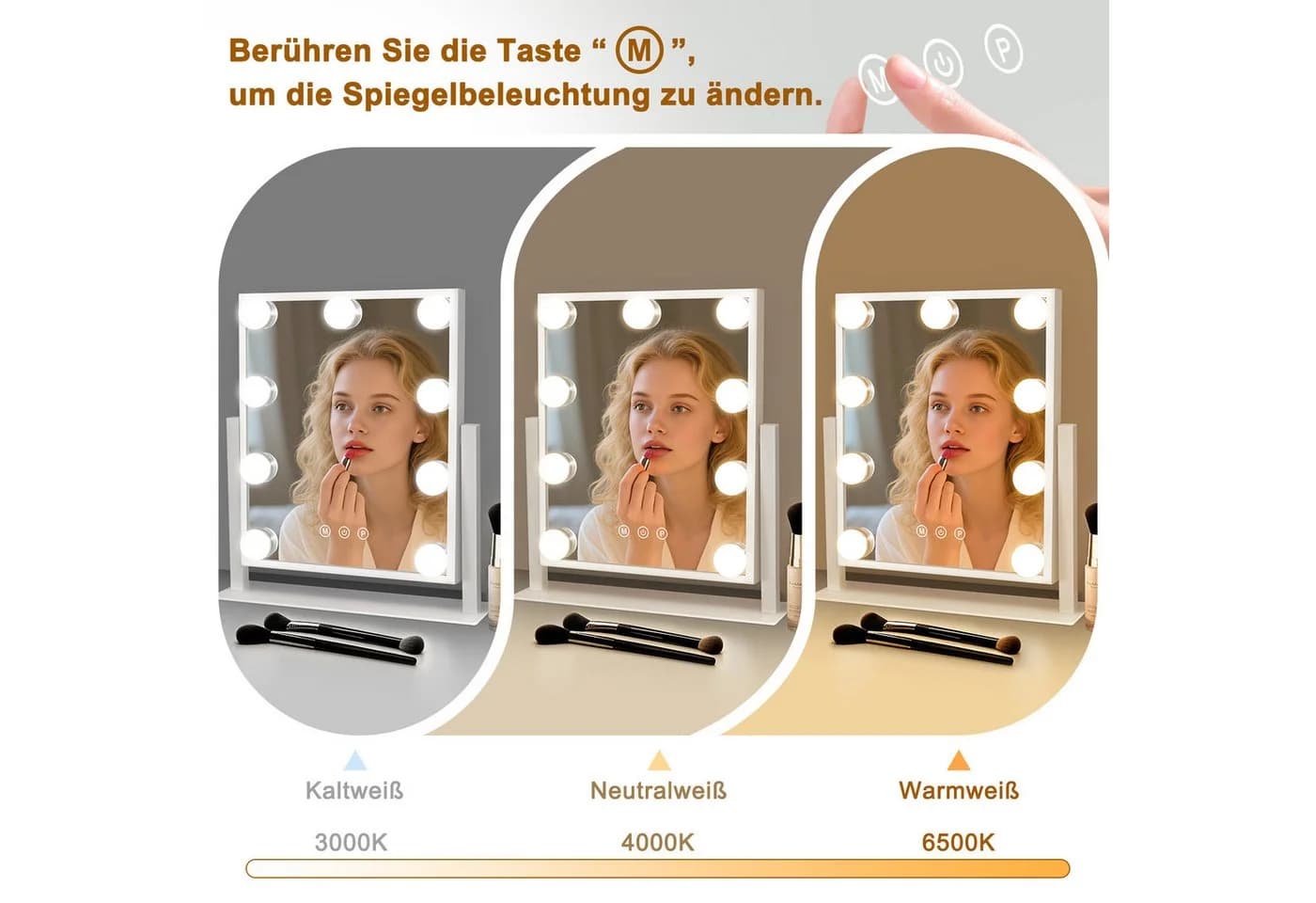 Nettlife Schminkspiegel Kosmetikspiegel 9 LED 360° Drehung