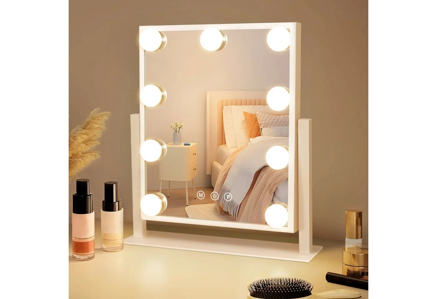 Nettlife Schminkspiegel Kosmetikspiegel 9 LED 360° Drehung - Bild 2