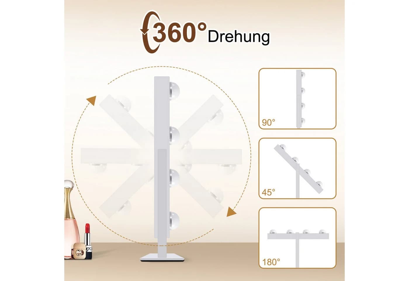 Nettlife Schminkspiegel Kosmetikspiegel 9 LED 360° Drehung - Bild 3