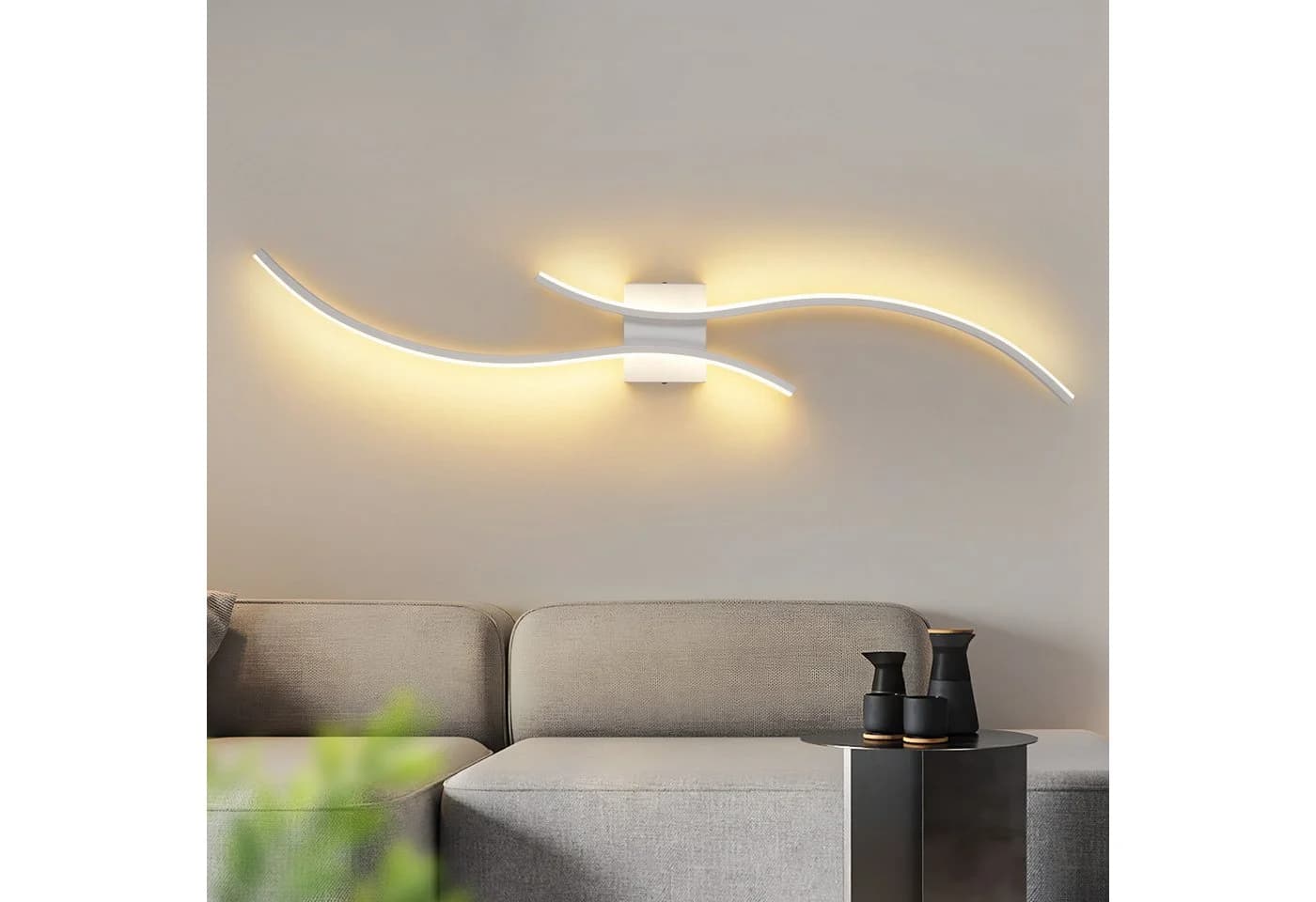 Nettlife LED Wandleuchte 100CM Weiß 14W 3000K Modern Welle Design - Bild 2