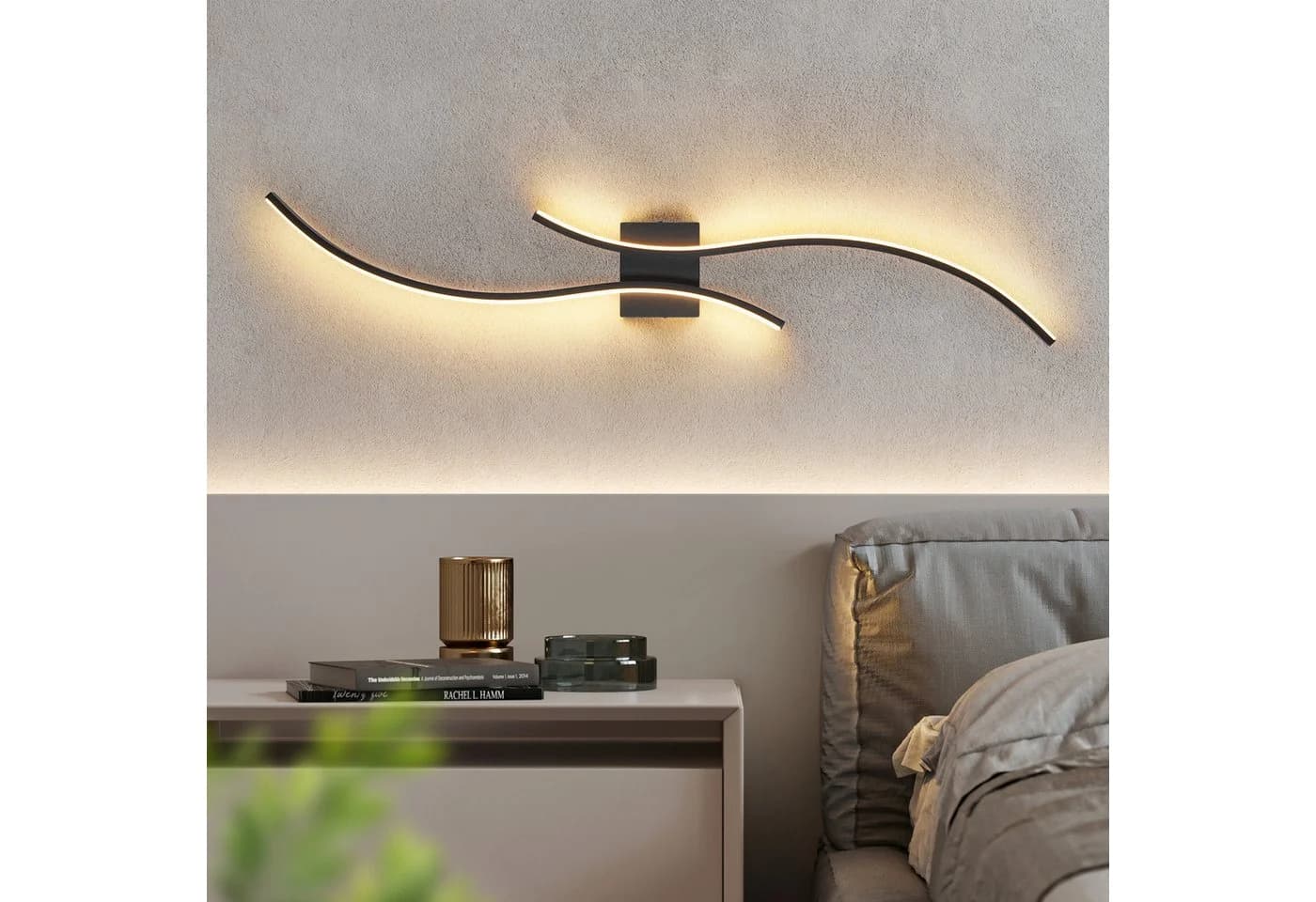 Nettlife LED Wandleuchte 100CM Schwarz 14W 3000K Modern Welle Design - Bild 2
