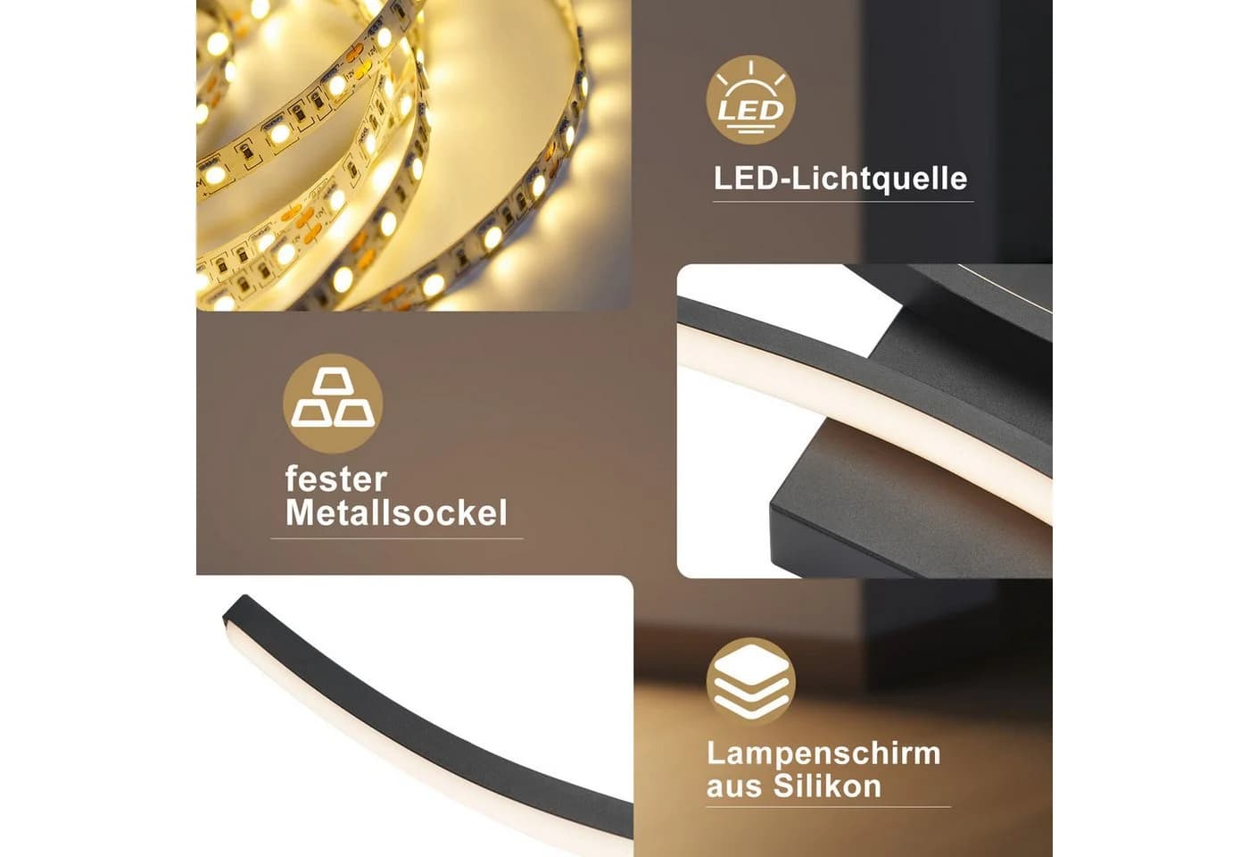 Nettlife LED Wandleuchte 100CM Schwarz 14W 3000K Modern Welle Design - Bild 5