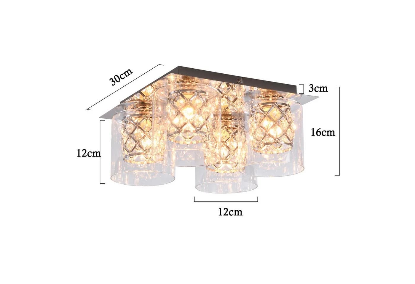 Nettlife Deckenleuchte Kristall Schwarz G9 Modern LED Wohnzimmer - Bild 4
