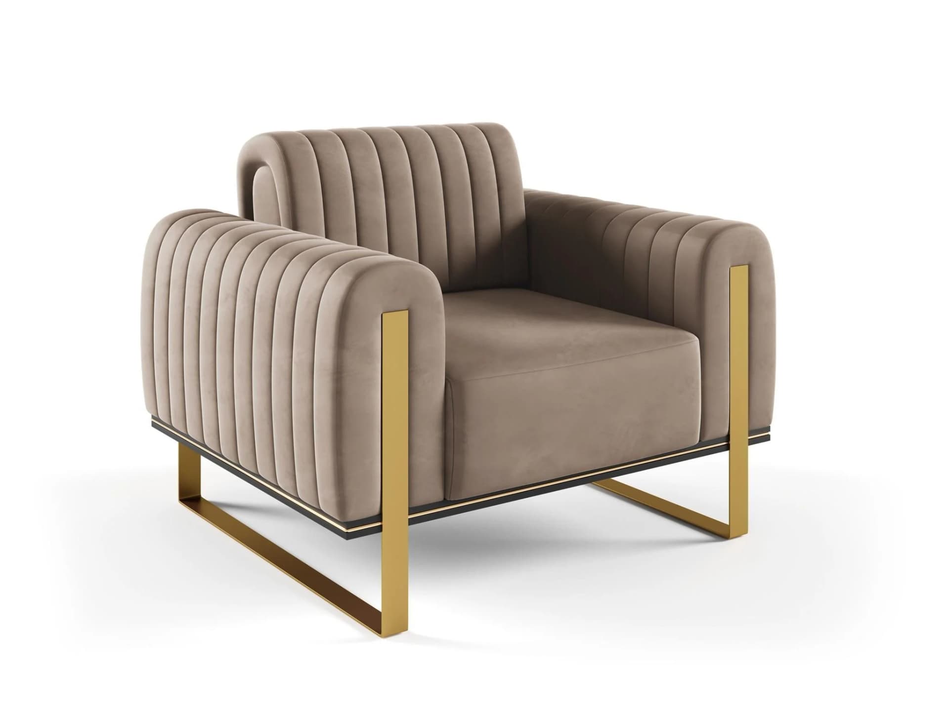 Fun Möbel Designersessel VALERIE Stoff Elisa Velvet Cappuccino