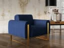 Fun Möbel Sofaset VALERIE 3-2-1 Dunkelblau Stoff Bild 5