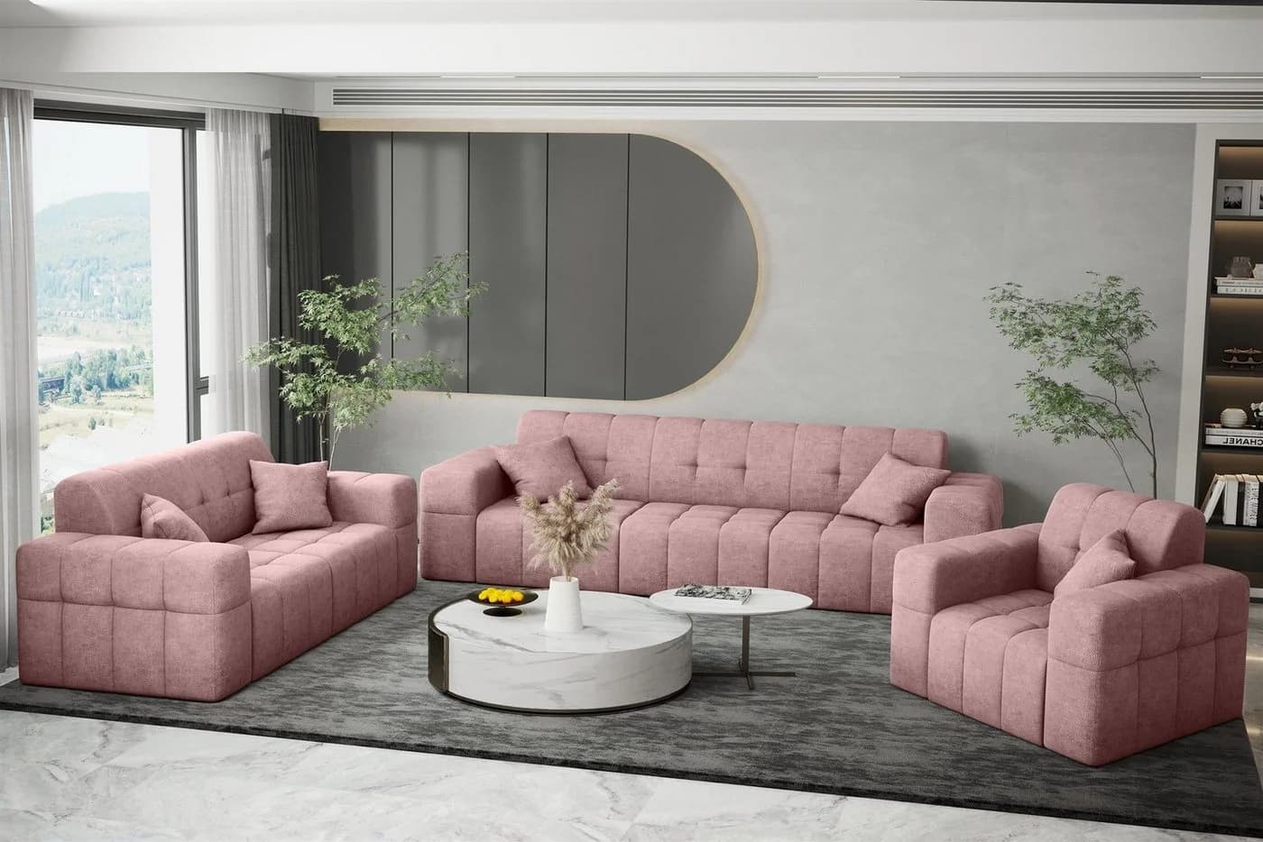 Fun Möbel Sofaset NANCY 3-2-1 Polstergarnitur mit Dekokissen