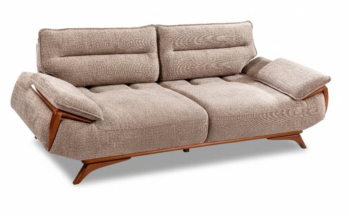 Nobelaa Sofa Sitzgruppe 3+3+1 Wohnzimmergarnitur Rosamora Beige Strickstoff - Bild 3