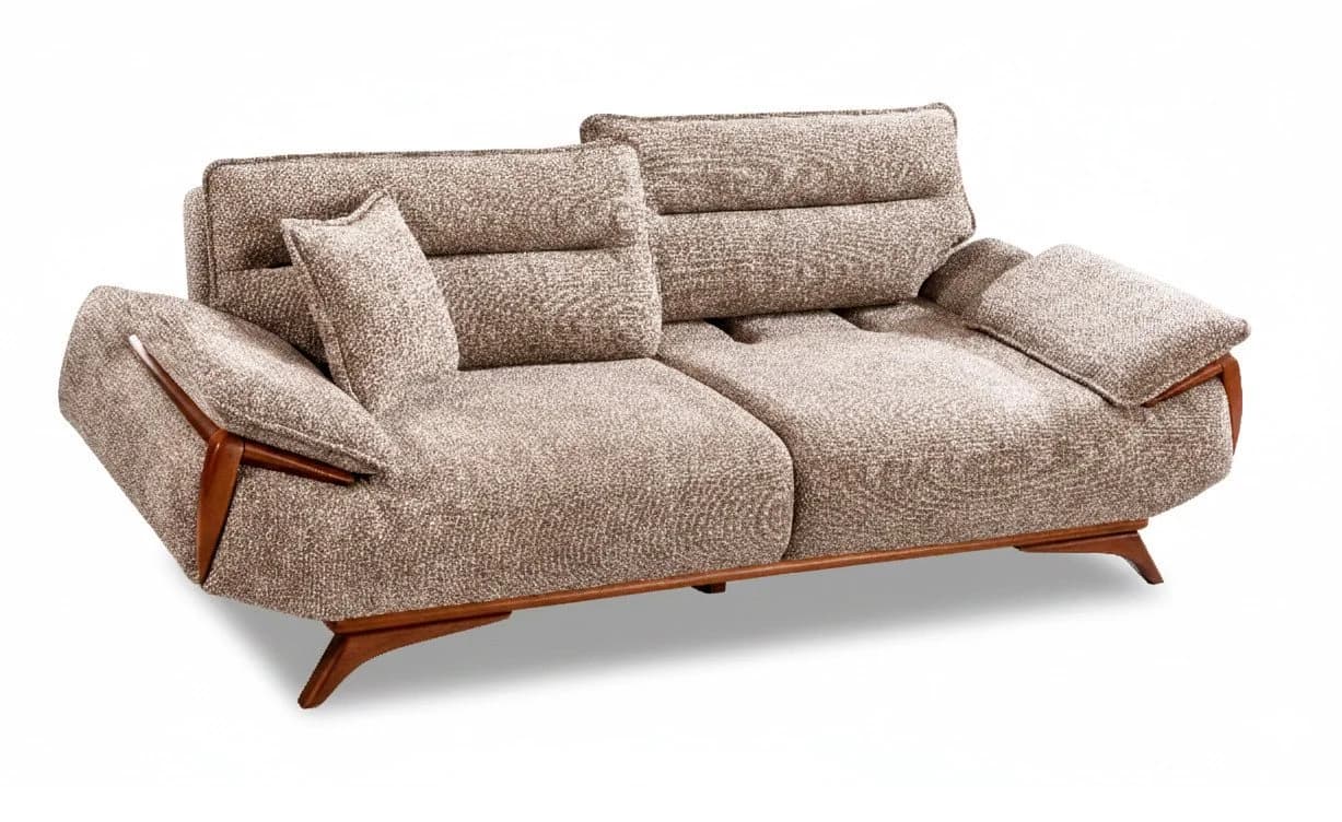 Nobelaa Sofa Sitzgruppe 3+3+1 Wohnzimmergarnitur Rosamora Beige Strickstoff - Bild 4