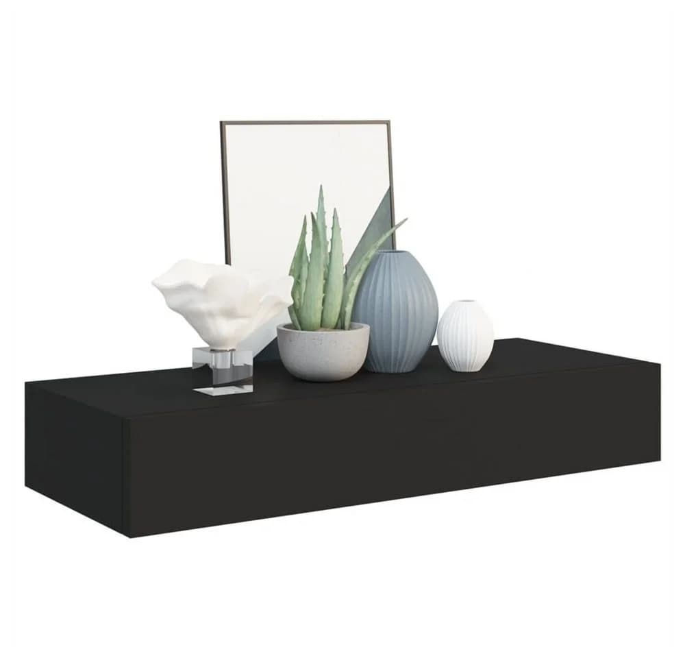 DOTMALL Wandmontiertes Schubladenregal Schwarz MDF - Bild 3