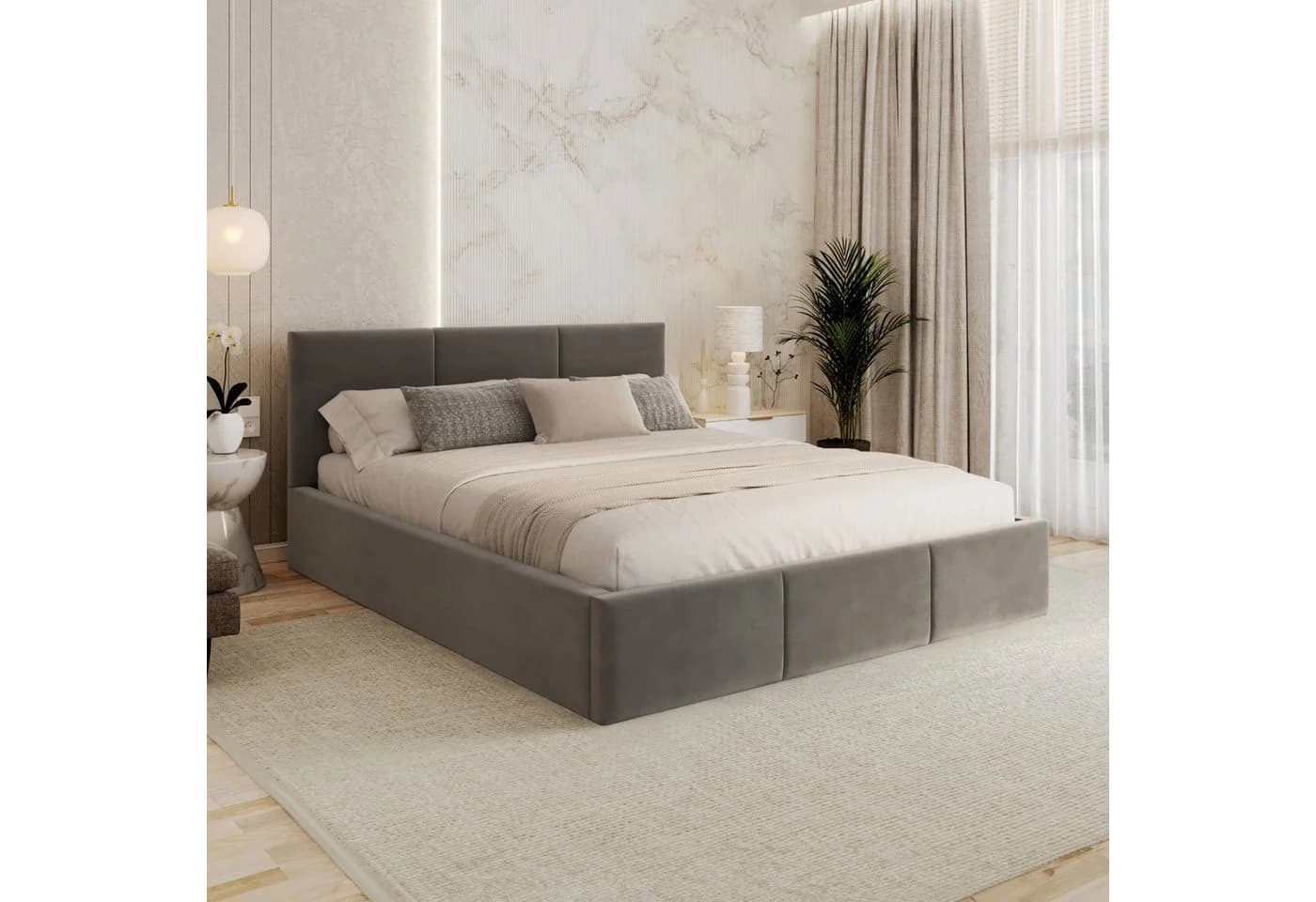 FDM Polsterbett AMBER modern mit Bettkasten Grau - Bild 2