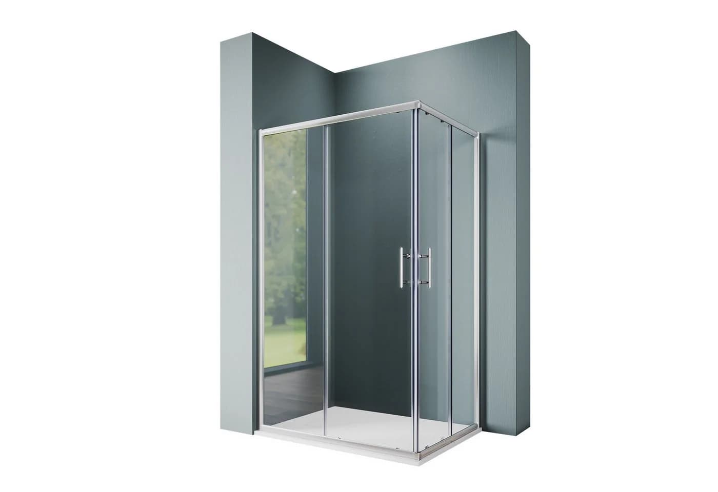 SONNI Eckdusche Duschkabine Eckeinstieg Schiebetüren ESG Glas 70x70 cm - Bild 2