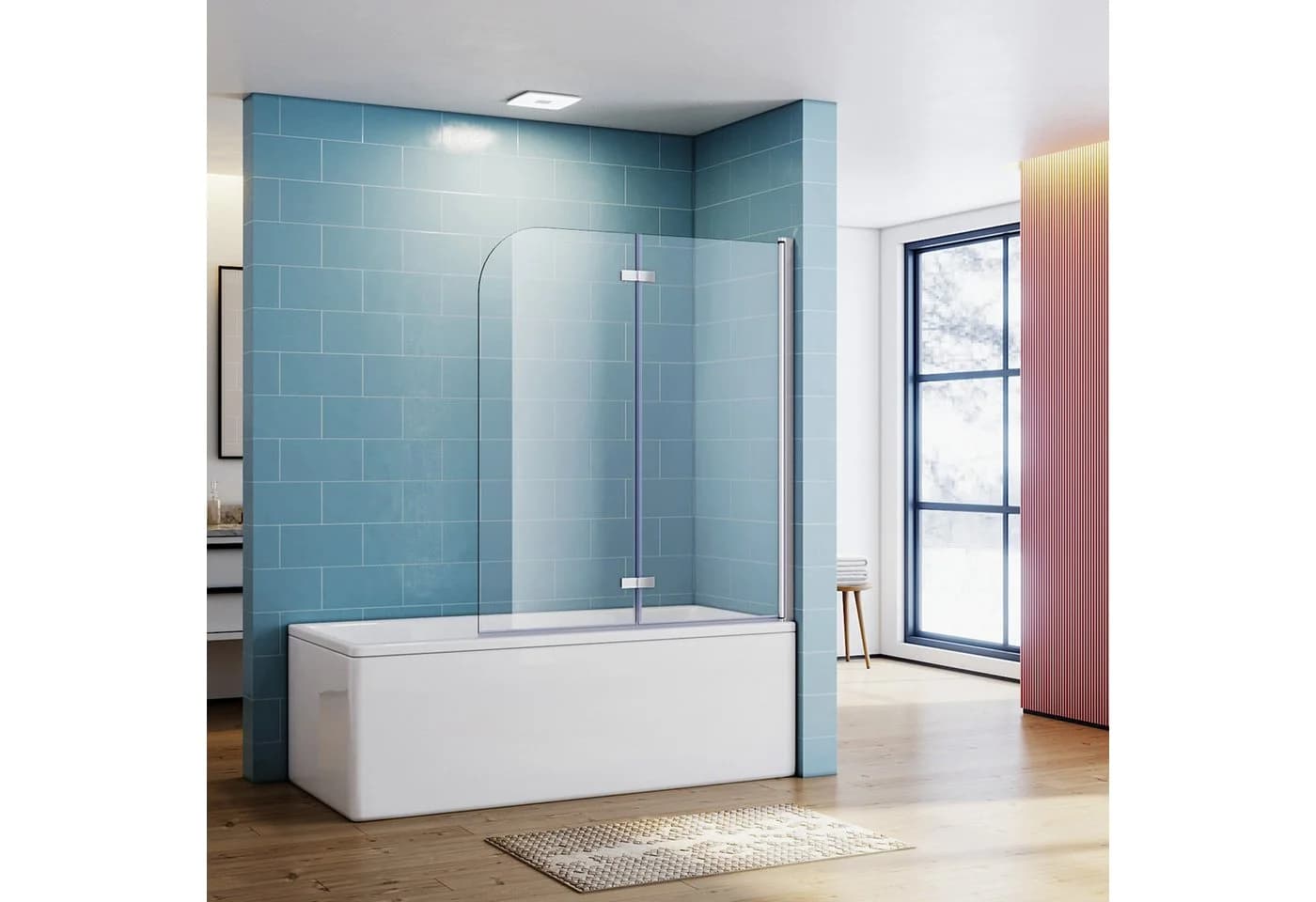 SONNI Badewannenaufsatz Duschwand 2-teilig 120x140 cm