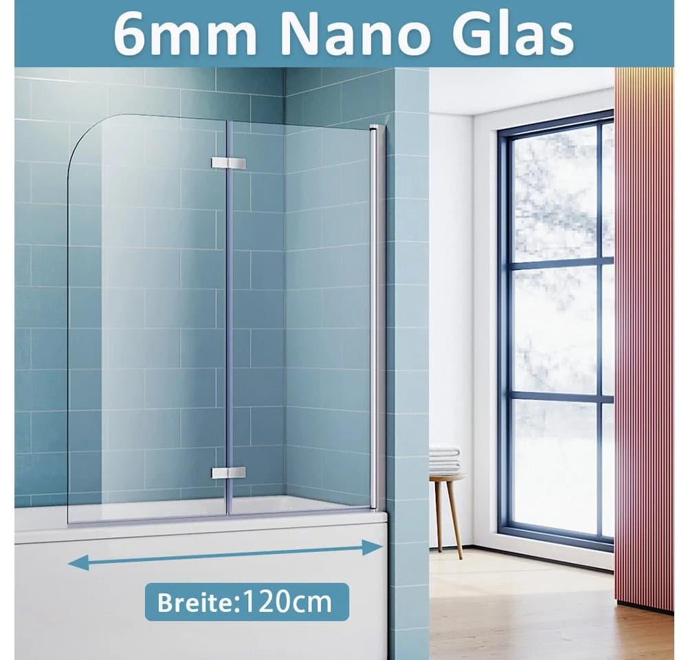 SONNI Badewannenaufsatz Duschwand 2-teilig 120x140 cm - Bild 2