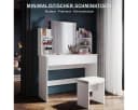SONNI Schminktisch mit LED-Beleuchtung Weiß 108x140x40 cm Bild 3