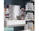 SONNI Schminktisch mit LED-Beleuchtung Weiß 108x140x40 cm Bild 5
