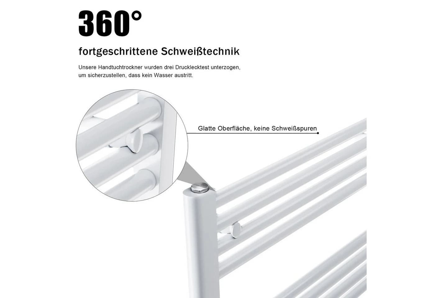 SONNI Badheizkörper Handtuchtrockner Mittelanschluss Grau - Bild 5