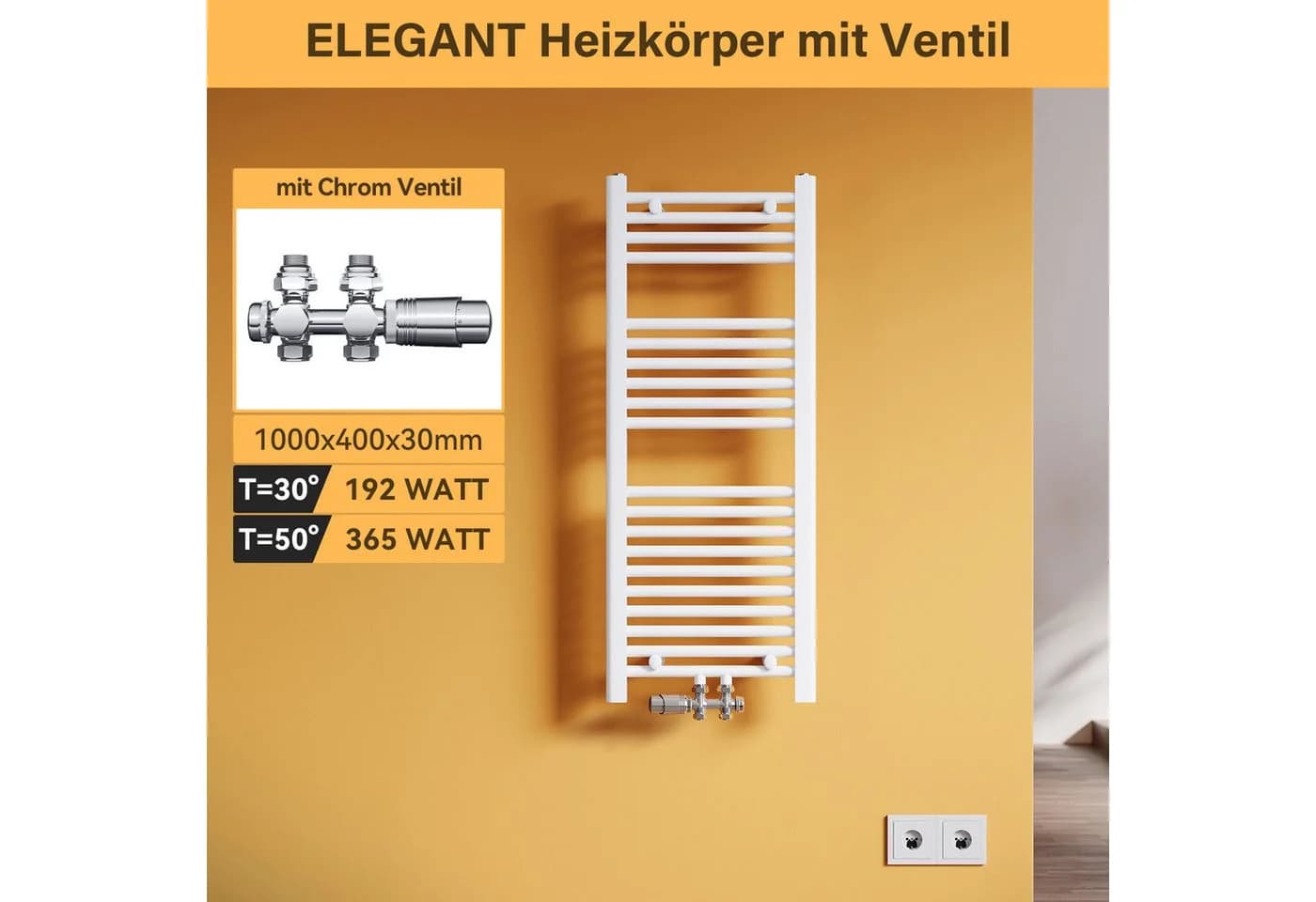 SONNI Badheizkörper Handtuchtrockner Mittelanschluss Weiß - Bild 2