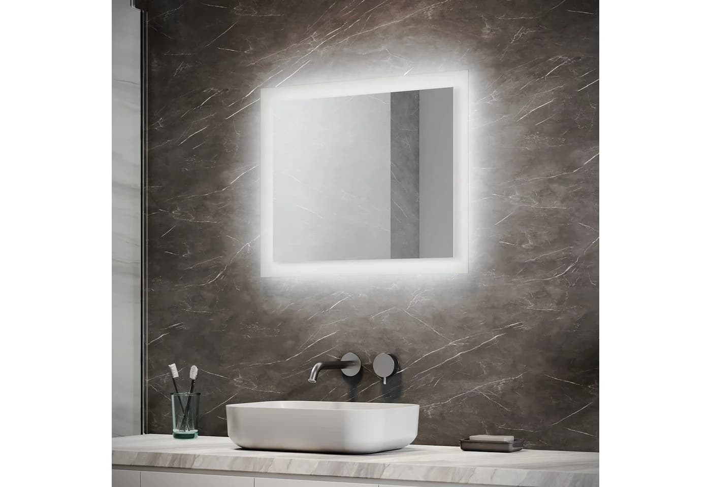 SONNI Badspiegel 60x50 cm LED Beleuchtung IP44 - Bild 2