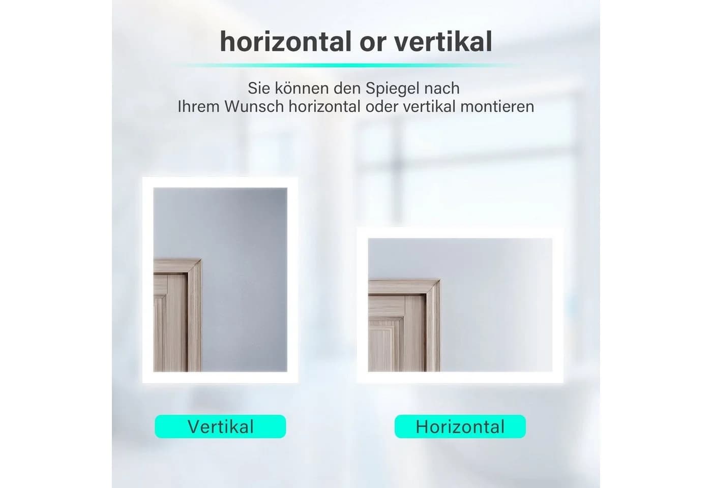 SONNI Badspiegel 60x50 cm LED Beleuchtung IP44 - Bild 3