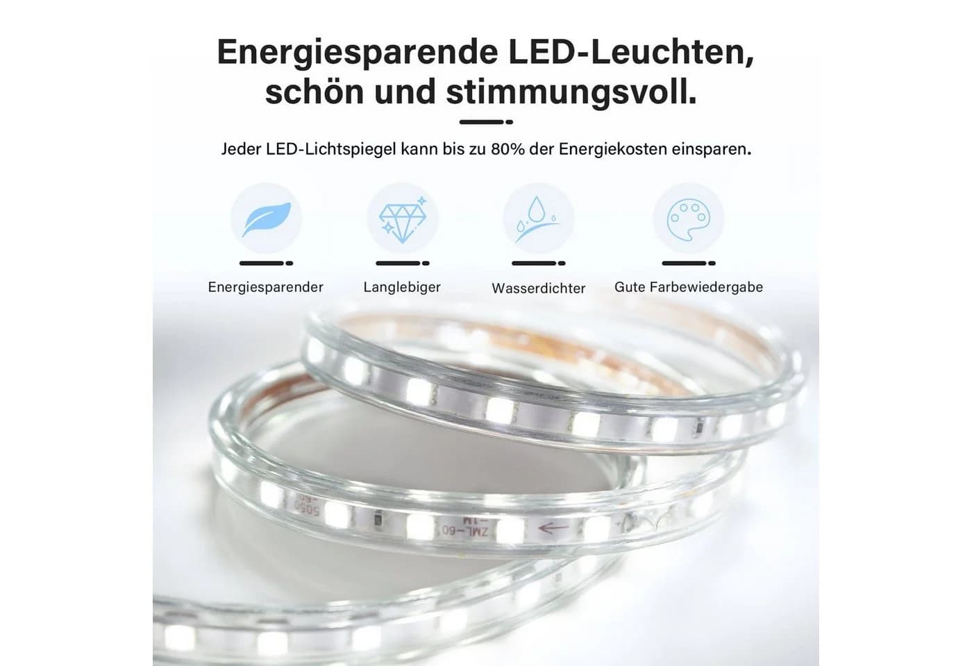 SONNI Badspiegel 60x50 cm LED Beleuchtung IP44 - Bild 5