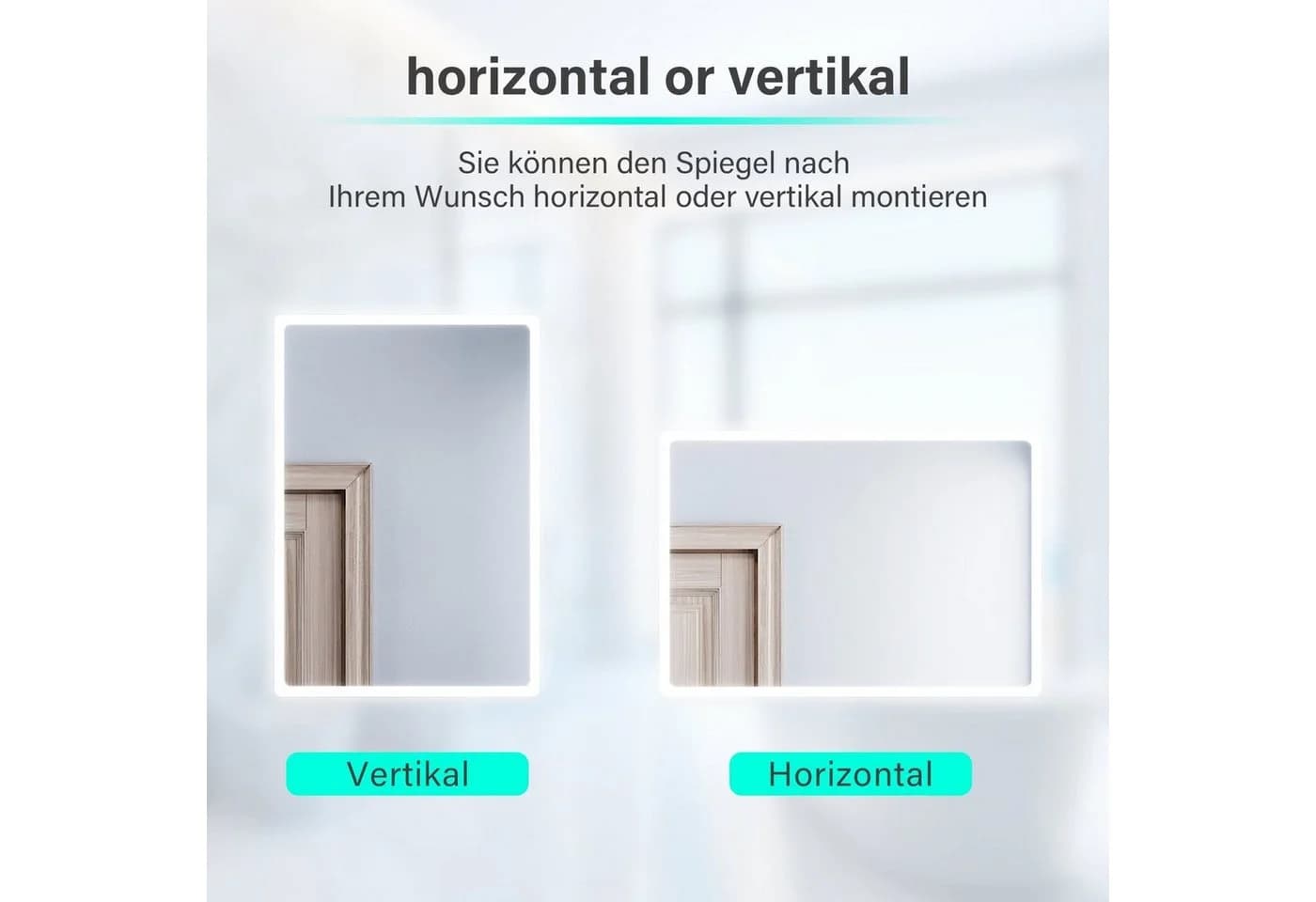 SONNI Badspiegel 60x40cm LED Beleuchtung IP44 - Bild 4