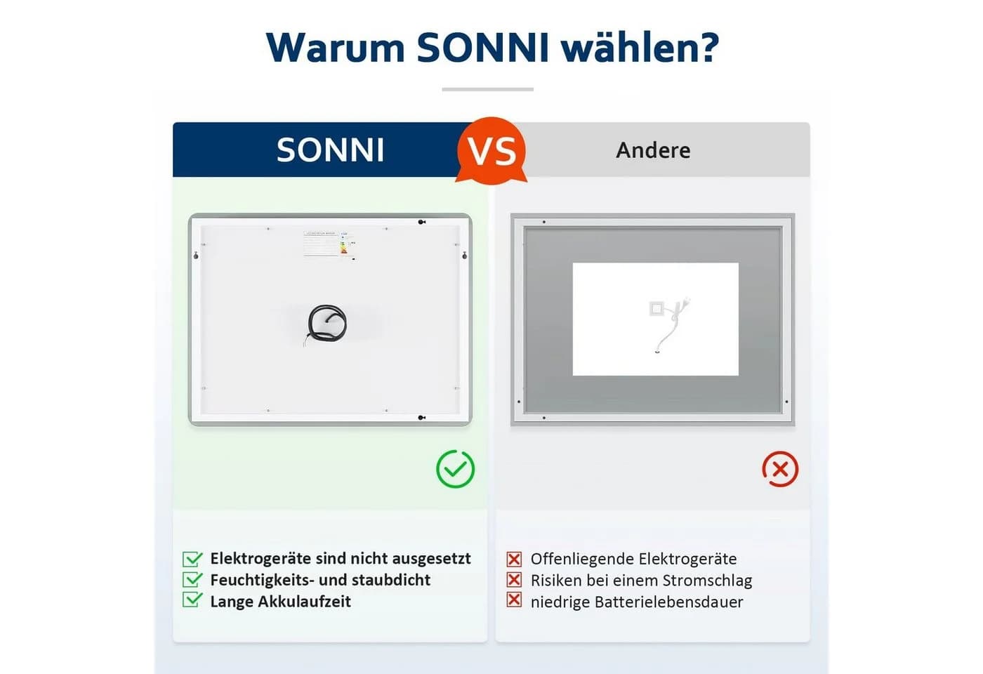 SONNI LED Badspiegel 120x60 cm Touch Lichtspiegel - Bild 5