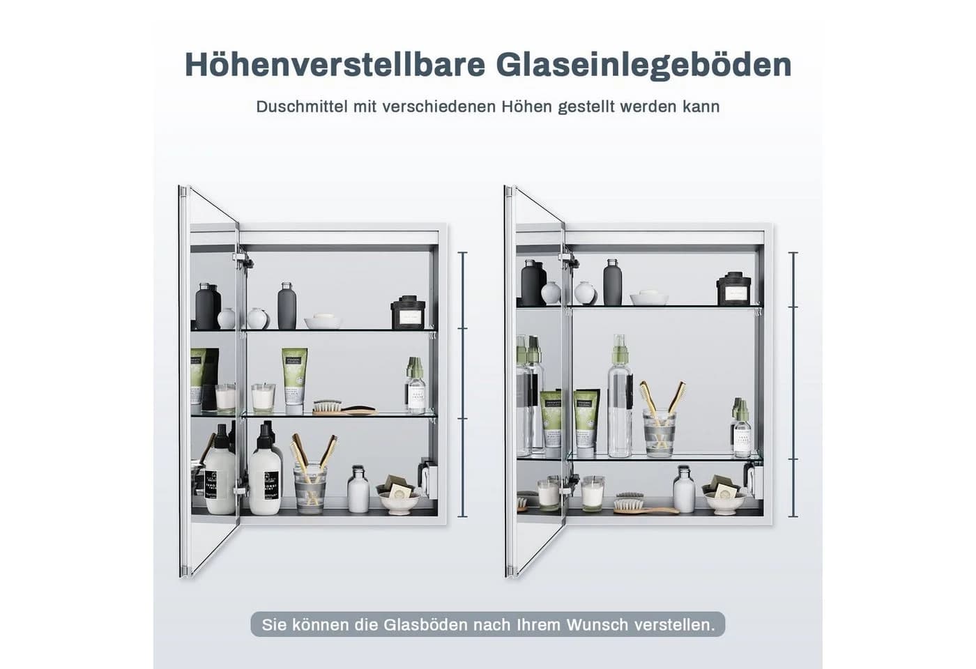 SONNI LED-Spiegel mit Touchschalter und Steckdose 50x70cm, Aluminium - Bild 5