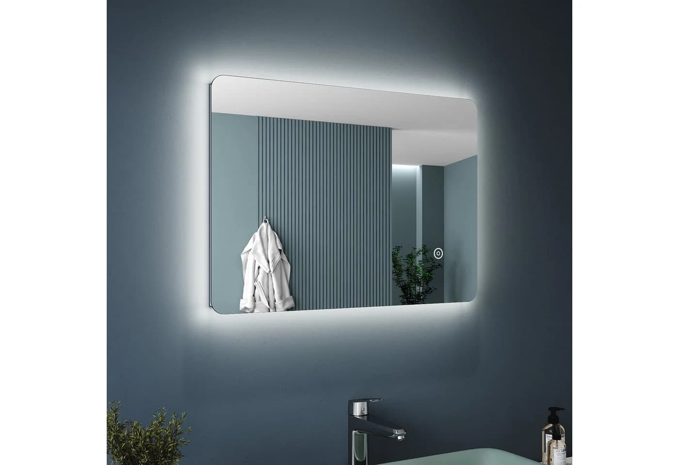 SONNI Badspiegel LED Lichtspiegel 70x50cm Silber - Bild 2