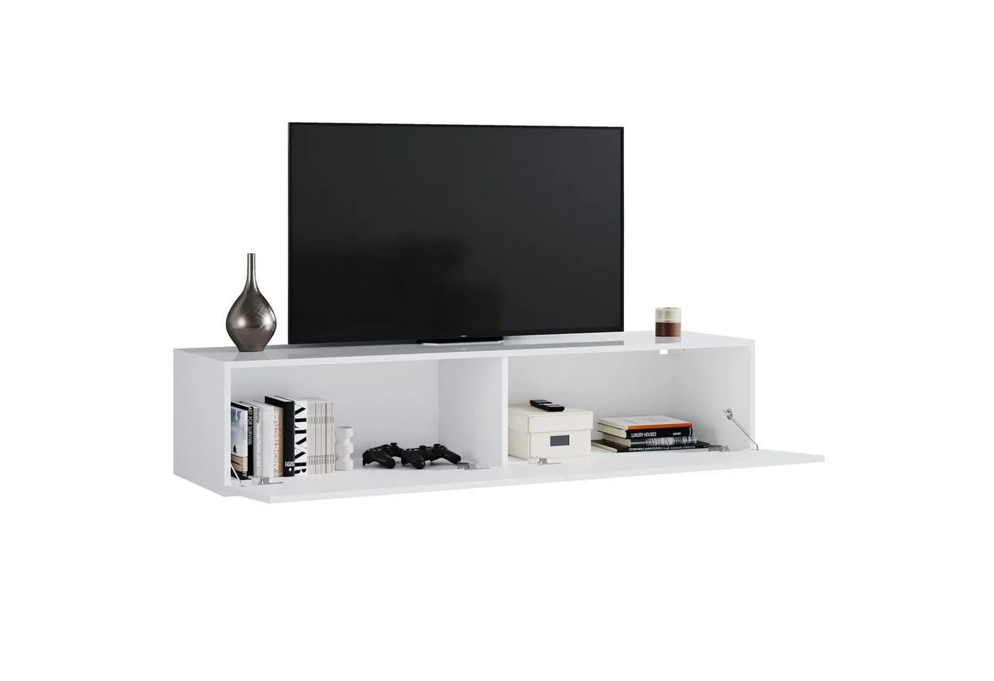 SONNI TV Lowboard Hochglanz Weiß Griffloses Design - Bild 2
