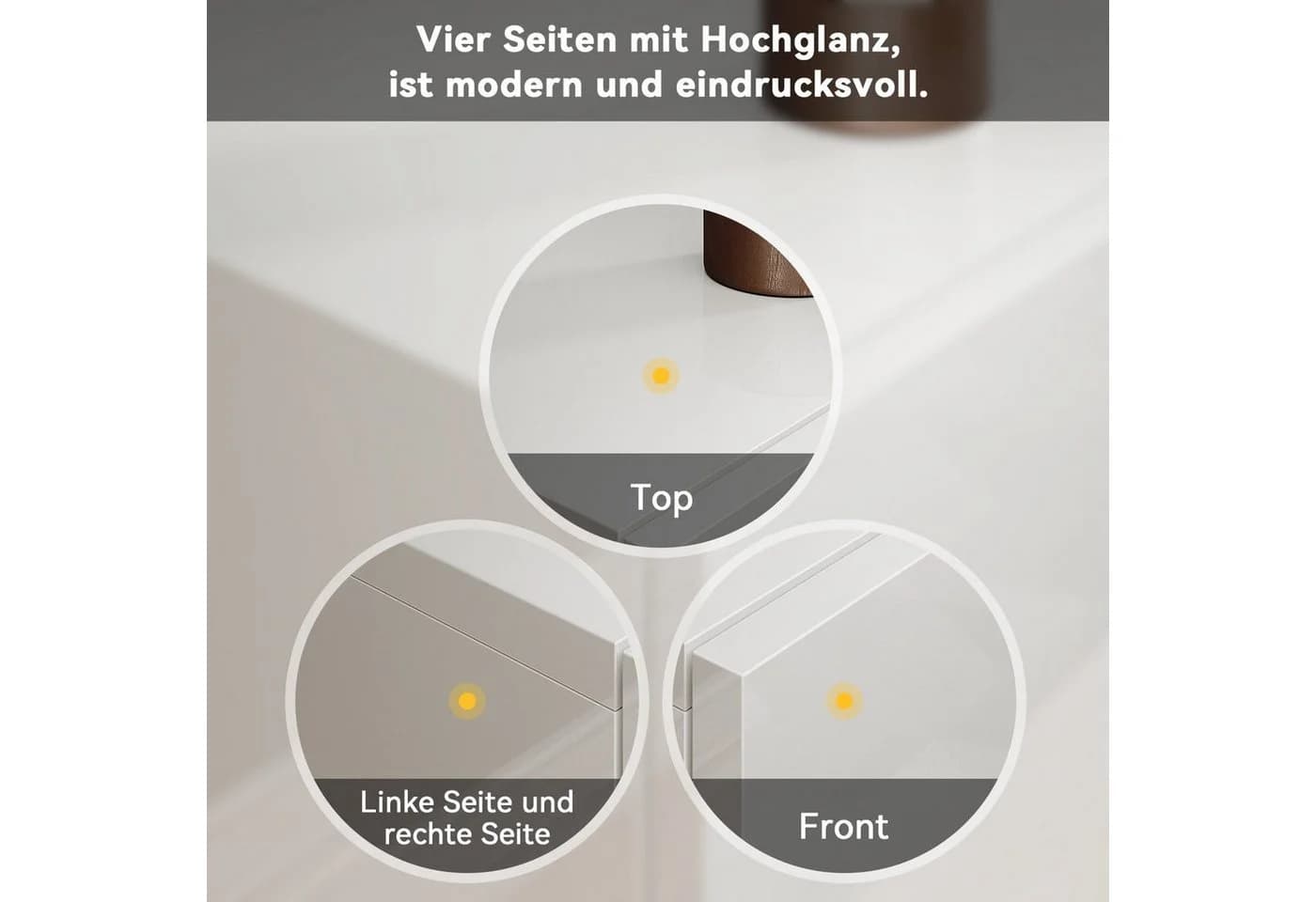 SONNI TV Lowboard Hochglanz Weiß Griffloses Design - Bild 4