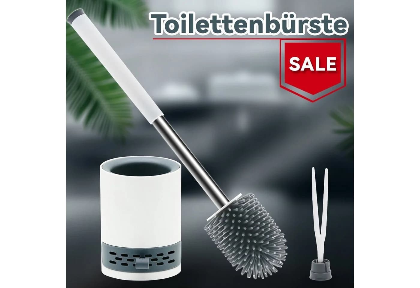 SONNI Toilettenbürste Silikon Bürste und Halter Klobürsten Set, Lüftungsschlitze Wandmontage & Boden schnell trocknendem Haltersatz - Bild 2