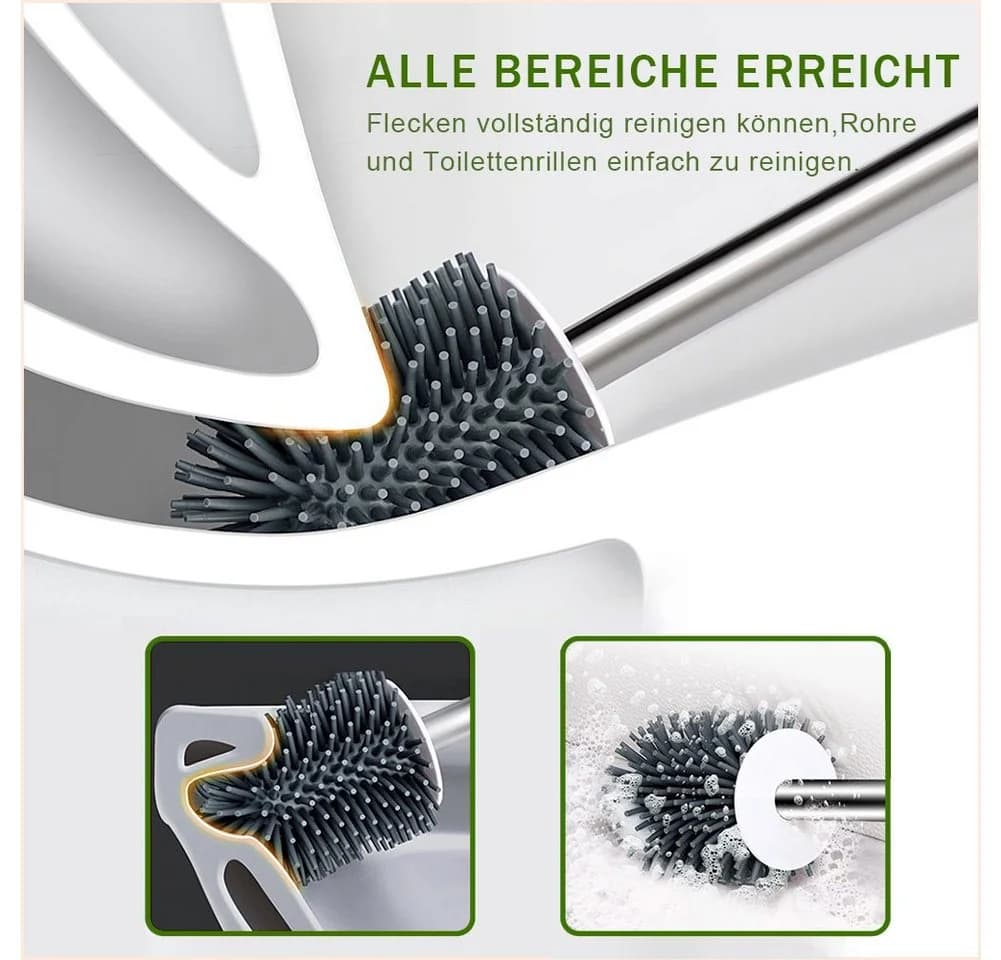 SONNI Toilettenbürste Silikon Bürste und Halter Klobürsten Set, Lüftungsschlitze Wandmontage & Boden schnell trocknendem Haltersatz - Bild 5